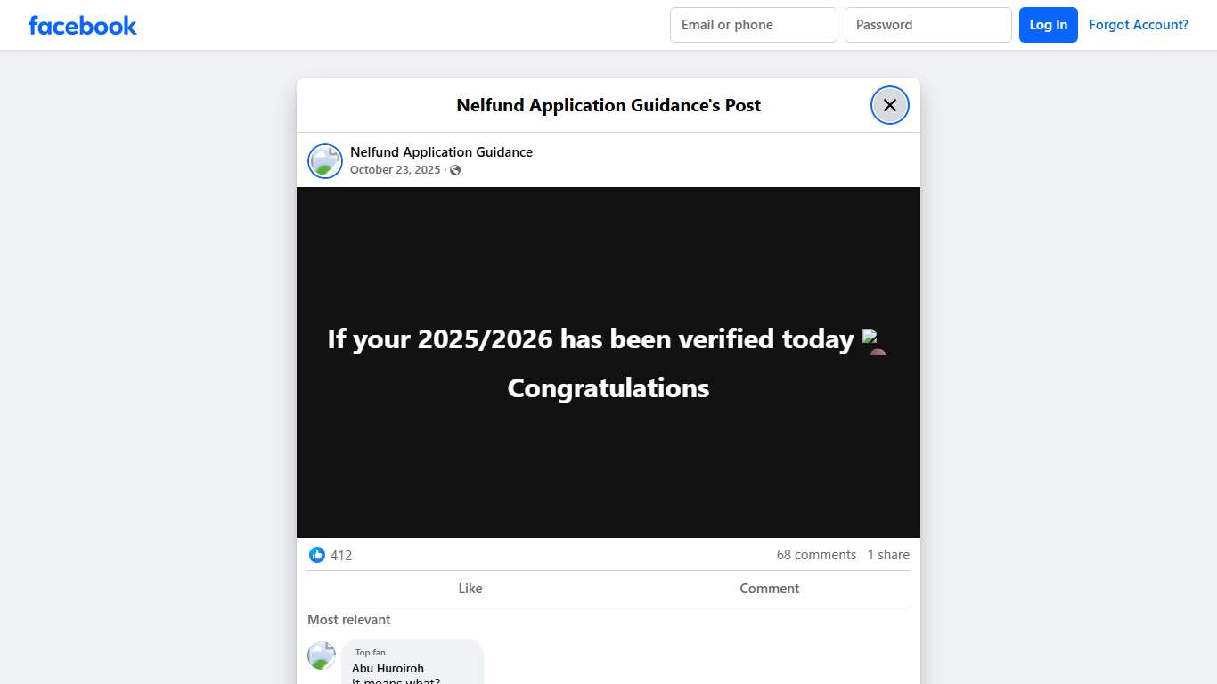 If your 2025/2026 has been... - Nelfund Application Guidance Facebook